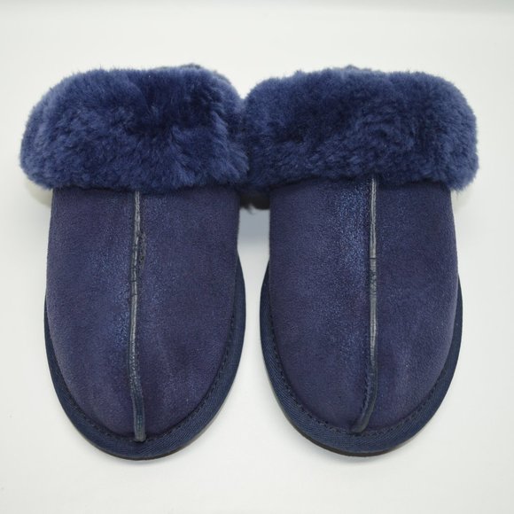 UGG Navy Blue Cozy Soft Suede Comfort Slippers 7 - Picture 2 of 8